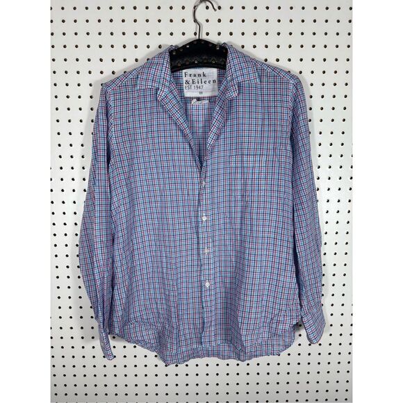 FRANK & EILEEN Casual Cotton Relaxed button up Shirt  Pink/blue plaid size XXS o - Picture 1 of 7